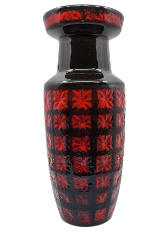 Vase Sheurich Keramik West Germany en céramique Rouge Noire Bleue Allemagne 1970