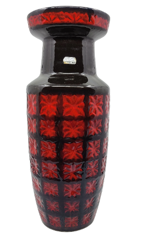 Vase Sheurich Keramik West Germany en céramique Rouge Noire Bleue Allemagne 1970