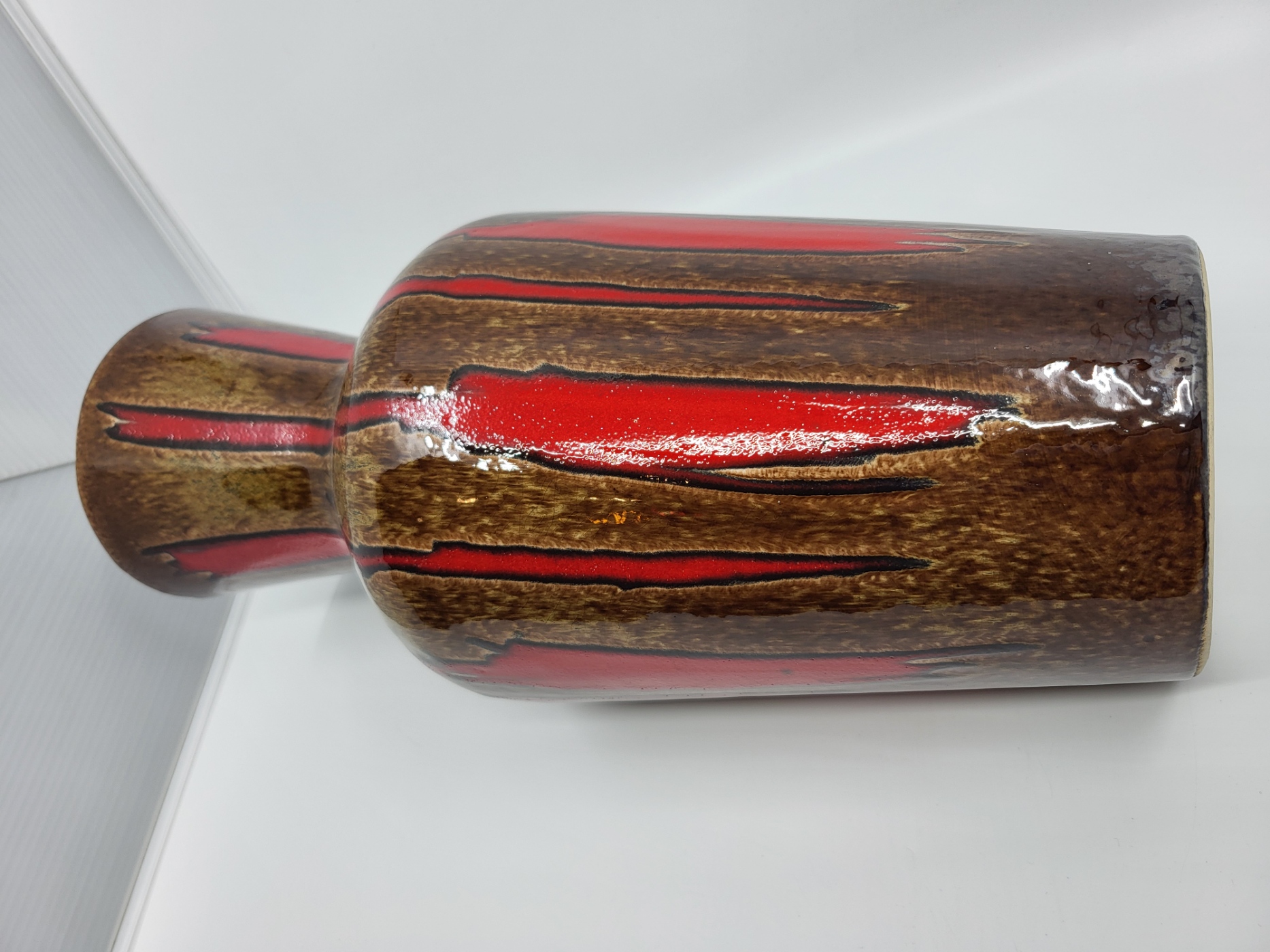 Vase Scheurich Keramik modèle 407 en céramique Marron et Rouge Allemagne 1960