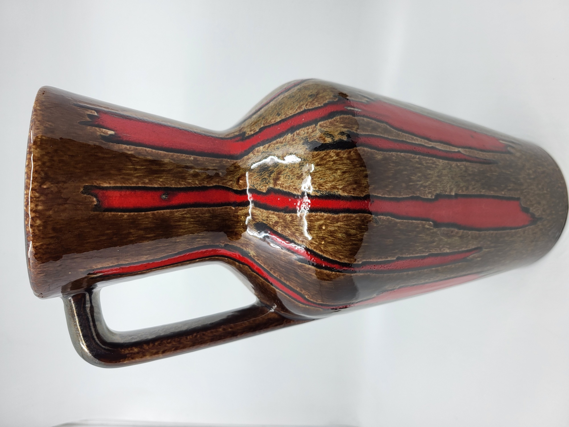 Vase Scheurich Keramik modèle 407 en céramique Marron et Rouge Allemagne 1960