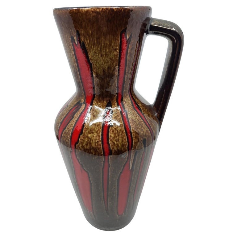 Vase Scheurich Keramik modèle 407 en céramique Marron et Rouge Allemagne 1960