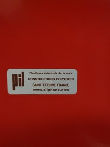Cabine téléphonique insonorisé PIL en plastique rouge Francaise 1980