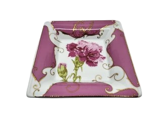 Vide poche Christian Lacroix en porcelaine décor floral rose série Limitée " Follement " France Circa 1990