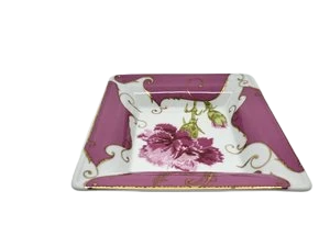 Vide poche Christian Lacroix en porcelaine décor floral rose série Limitée " Follement " France Circa 1990