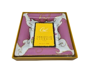 Vide poche Christian Lacroix en porcelaine décor floral rose série Limitée " Follement " France Circa 1990