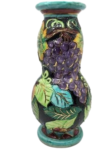 Vase Vallauris en céramique  décor or fin France, French Riviera Circa 1970