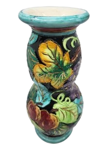 Vase Vallauris en céramique  décor or fin France, French Riviera Circa 1970