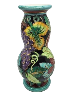 Vase Vallauris en céramique décor or fin France, French Riviera Circa 1970