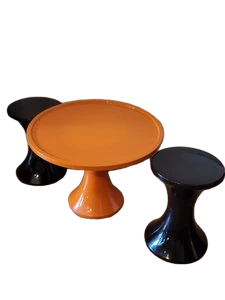 Table basse et tabourets TAM TAM de Henry Massonnet pour Stamp Nurieux France Circa 1970 (Set de 3) 