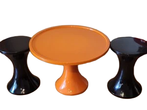 Table basse et tabourets TAM TAM de Henry Massonnet pour Stamp Nurieux France Circa 1970 (Set de 3)