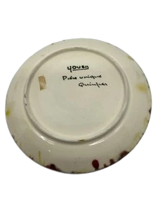 Assiette décorative avec poissons de Yves Alain Pleuven pour Quimper, France Circa 1950s