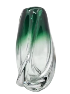 Vase ovoïde en cristal de Val Saint Lambert, Vert , Belgique XX Siècle 