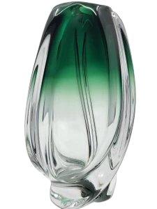 Vase ovoïde en cristal de Val Saint Lambert, Vert , Belgique XX Siècle