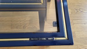 Table Gigognes Empilables Pierre Vandel en métal laqué Bleu et plateau verre (Set de 3)