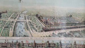 Tableau Lithographie J.E. Goossens, Panorama des Palais de L'Exposition Universelle de Paris, 1878