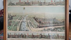 Tableau Lithographie J.E. Goossens, Panorama des Palais de L'Exposition Universelle de Paris, 1878