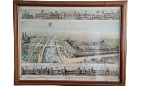 Tableau Lithographie J.E. Goossens, Panorama des Palais de L'Exposition Universelle de Paris, 1878