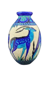 Vase Charles Catteau "Les Biches" par Keramis Boch la Louvière Belgique Circa 1920 Art Déco