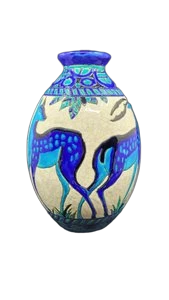 Vase Charles Catteau "Les Biches" par Keramis Boch la Louvière Belgique Circa 1920 Art Déco