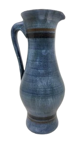 Pichet ansé Jean de Lespinasse en céramique Bleu Vallauris French Riviera France Circa 1950 Vintage