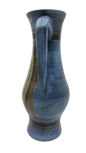 Pichet ansé Jean de Lespinasse en céramique Bleu Vallauris French Riviera France Circa 1950 Vintage