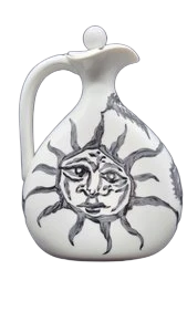 Bouteille Jean Lurçat par Haviland Limoges en porcelaine Blanche décor Soleil France Circa 1960