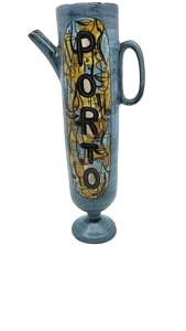 Bouteille Jean de Lespinasse en céramique Bleue "Porto" Vallauris French Riviera France Circa 1950