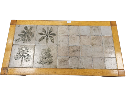 Table basse Jacques Blin en chêne et céramique Francaise French Riviera 1960