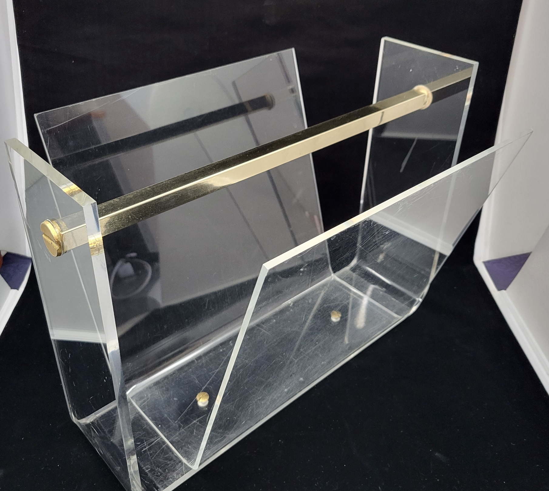 Porte Revues David Lange en Plexiglass transparent  France Circa 1970 Vintage