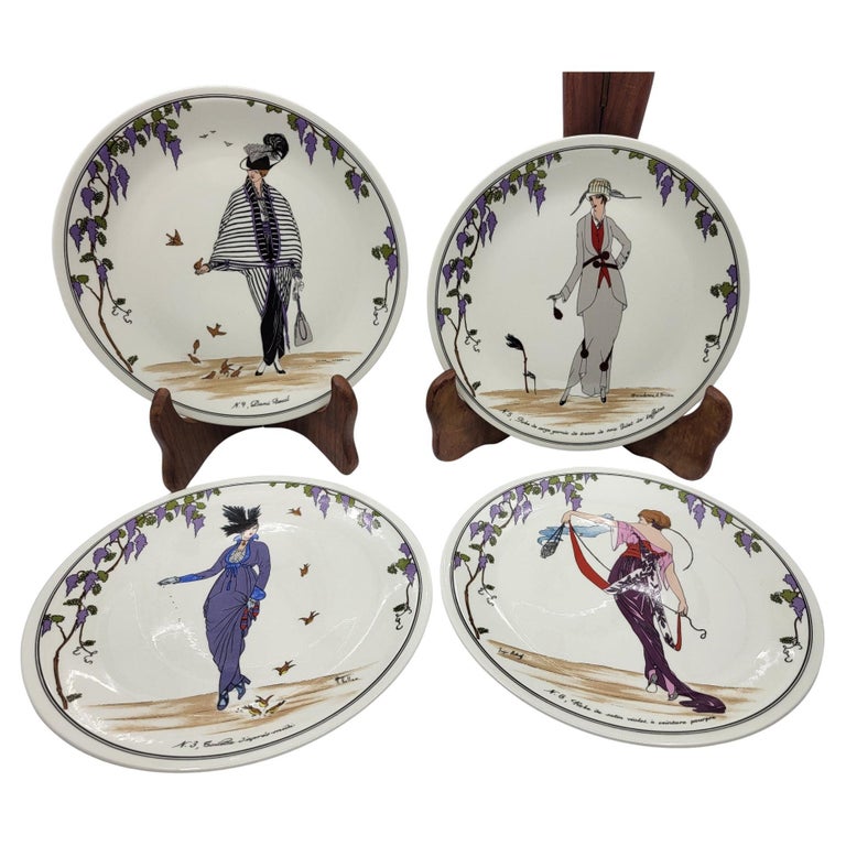 Assiettes Villeroy et Boch Design 1900 en porcelaine décor Art Déc (lot de 4)
