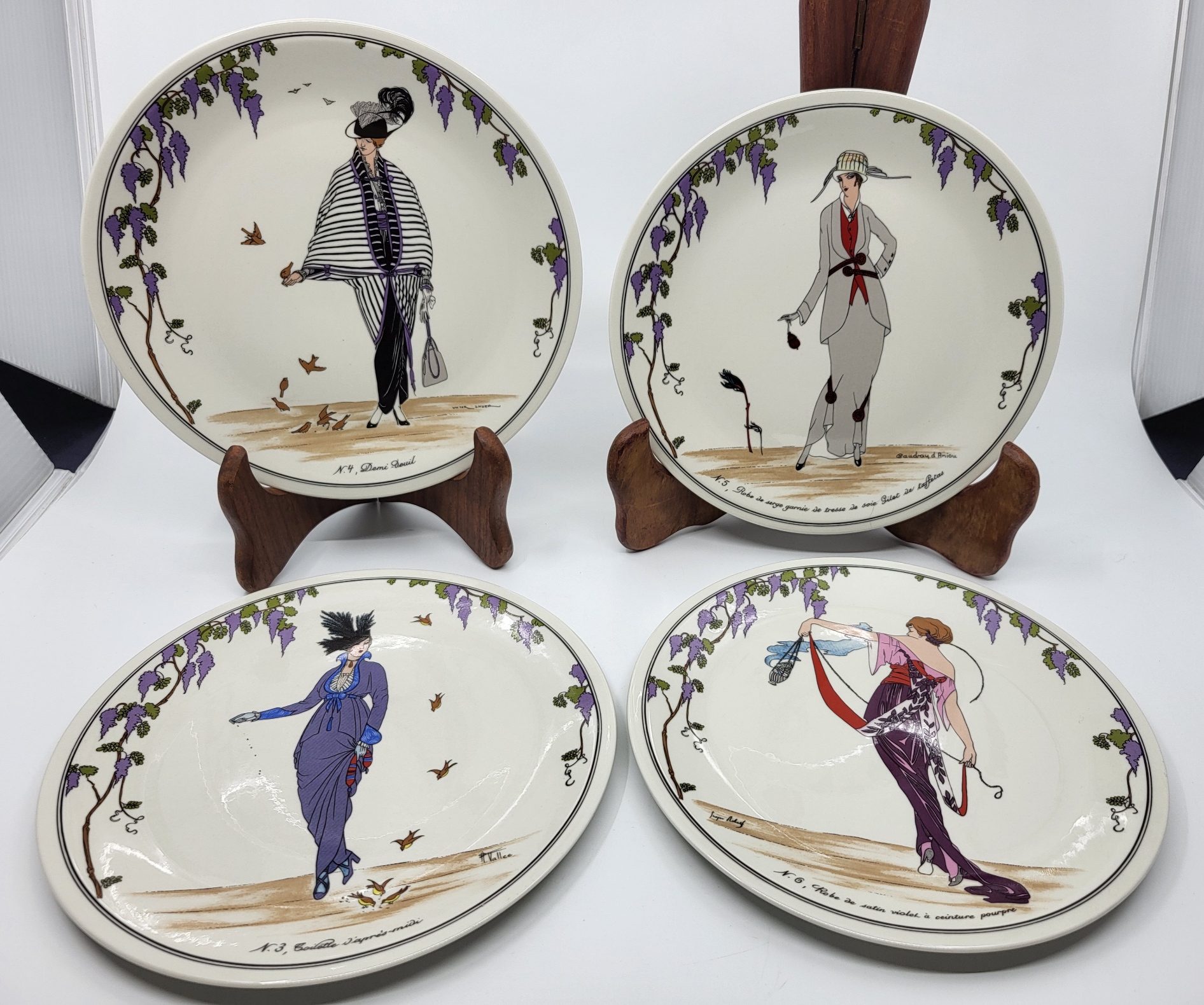 Assiettes Villeroy et Boch Design 1900 en porcelaine décor Art Déc (lot de 4)