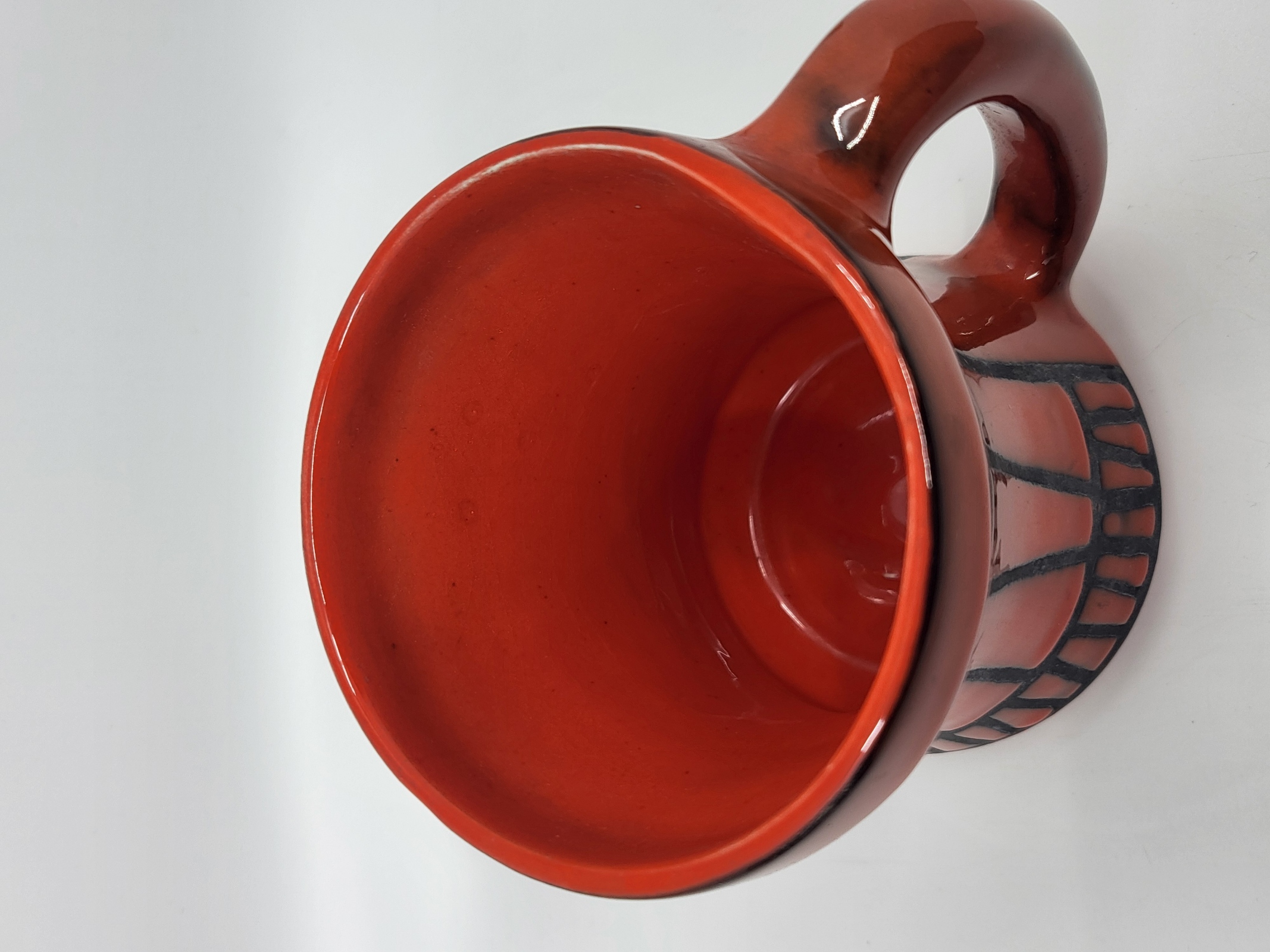 Vase ou Chope ansé Roger Capron en céramique Rouge Vallauris French Riviera France 1950