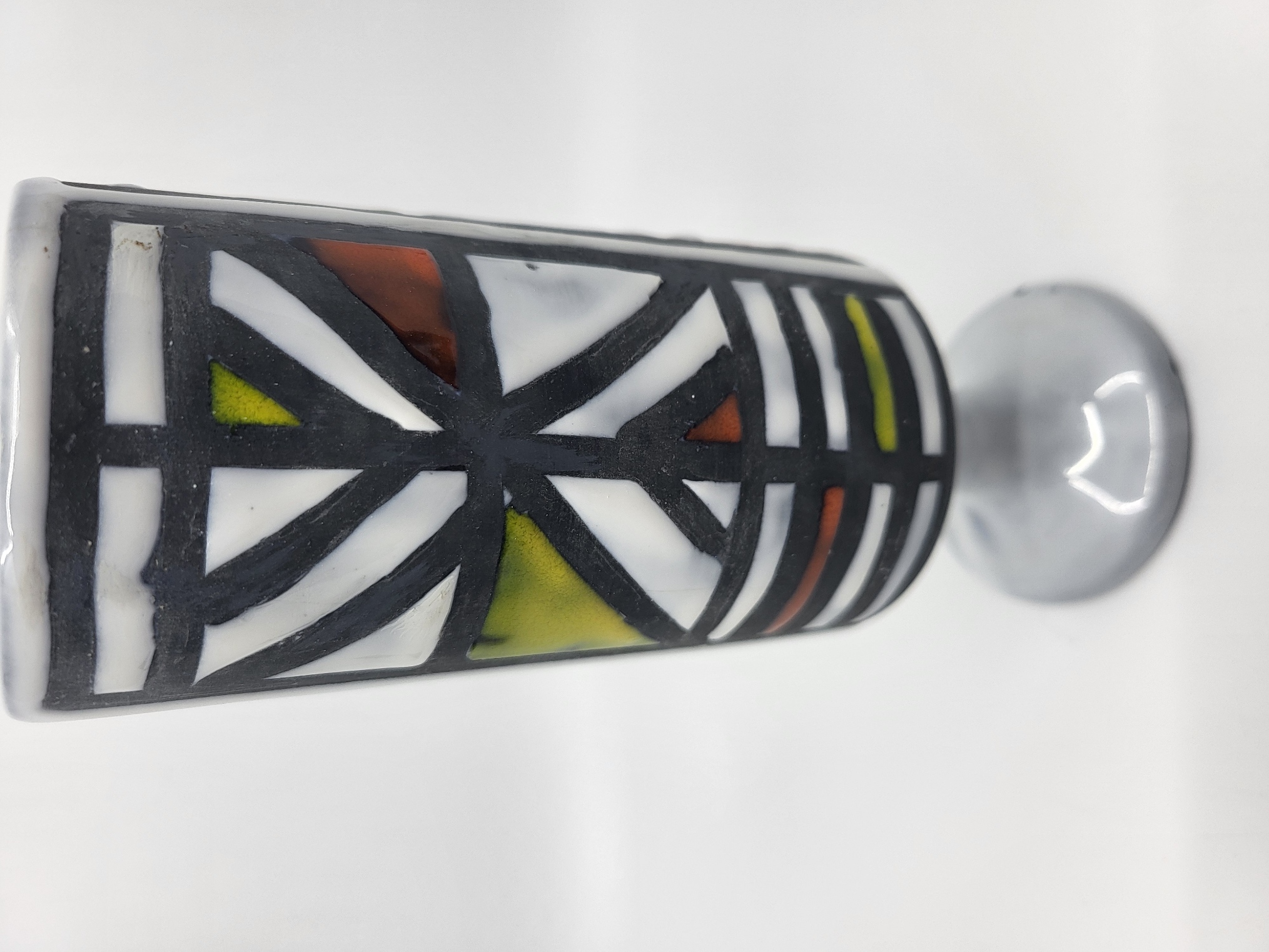 Mazagran Roger Capron en céramique décor dessin géométriques Francais Vallauris Circa 1950