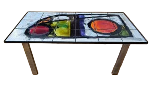 Table basse Juliette Belarti en céramique et lave de volcan Belgique circa 1960 Mid-Century