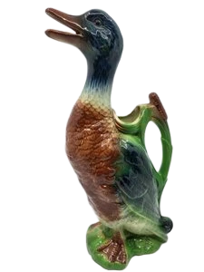 Pichet canard Saint Clément en barbotine Art Nouveau