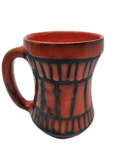 Vase ou Chope ansé Roger Capron en céramique Rouge Vallauris French Riviera France 1950