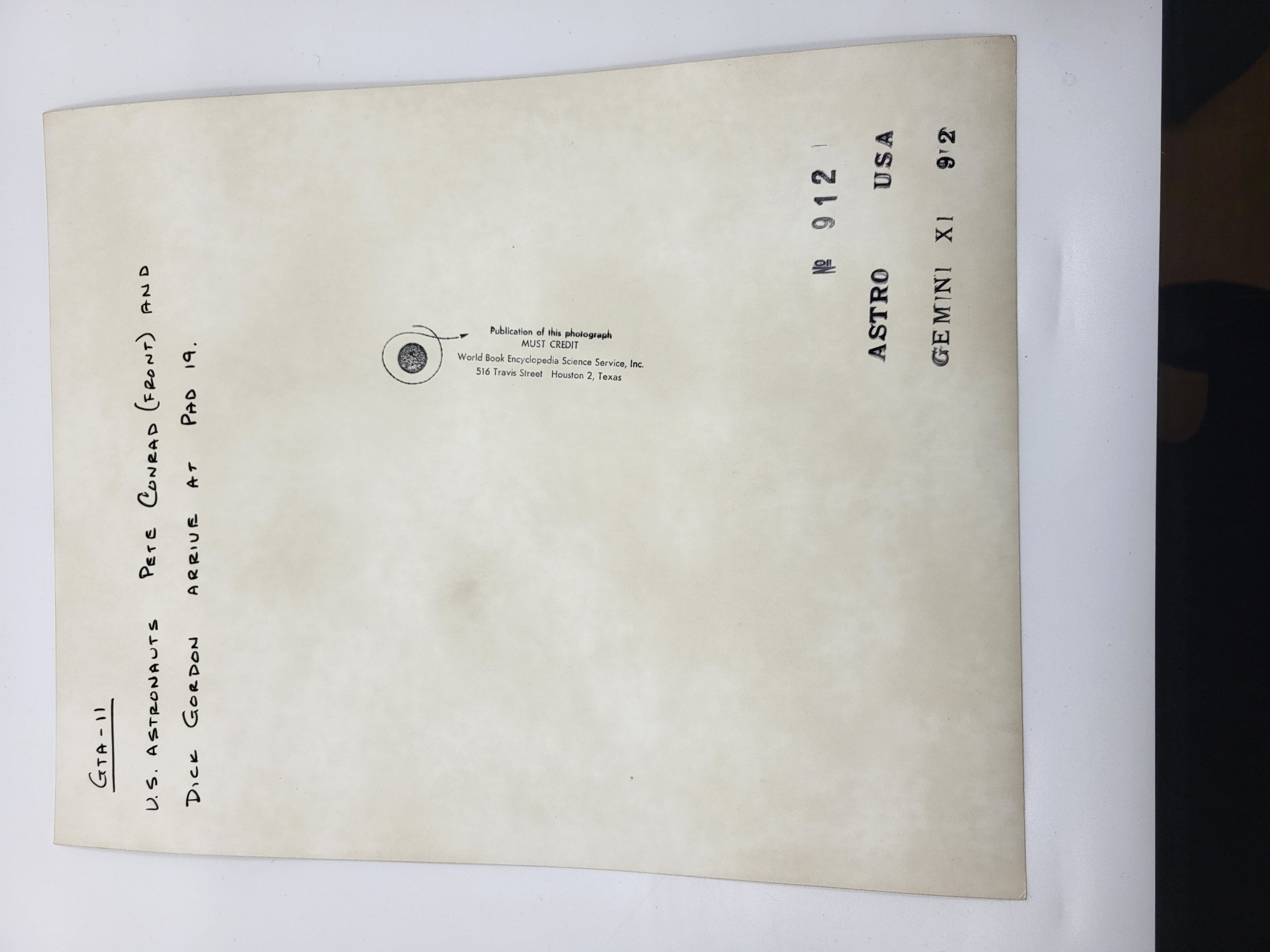 Photographie d'astronautes Nasa Pete Conrad et Dick Gordon programme Gemini XI 1966