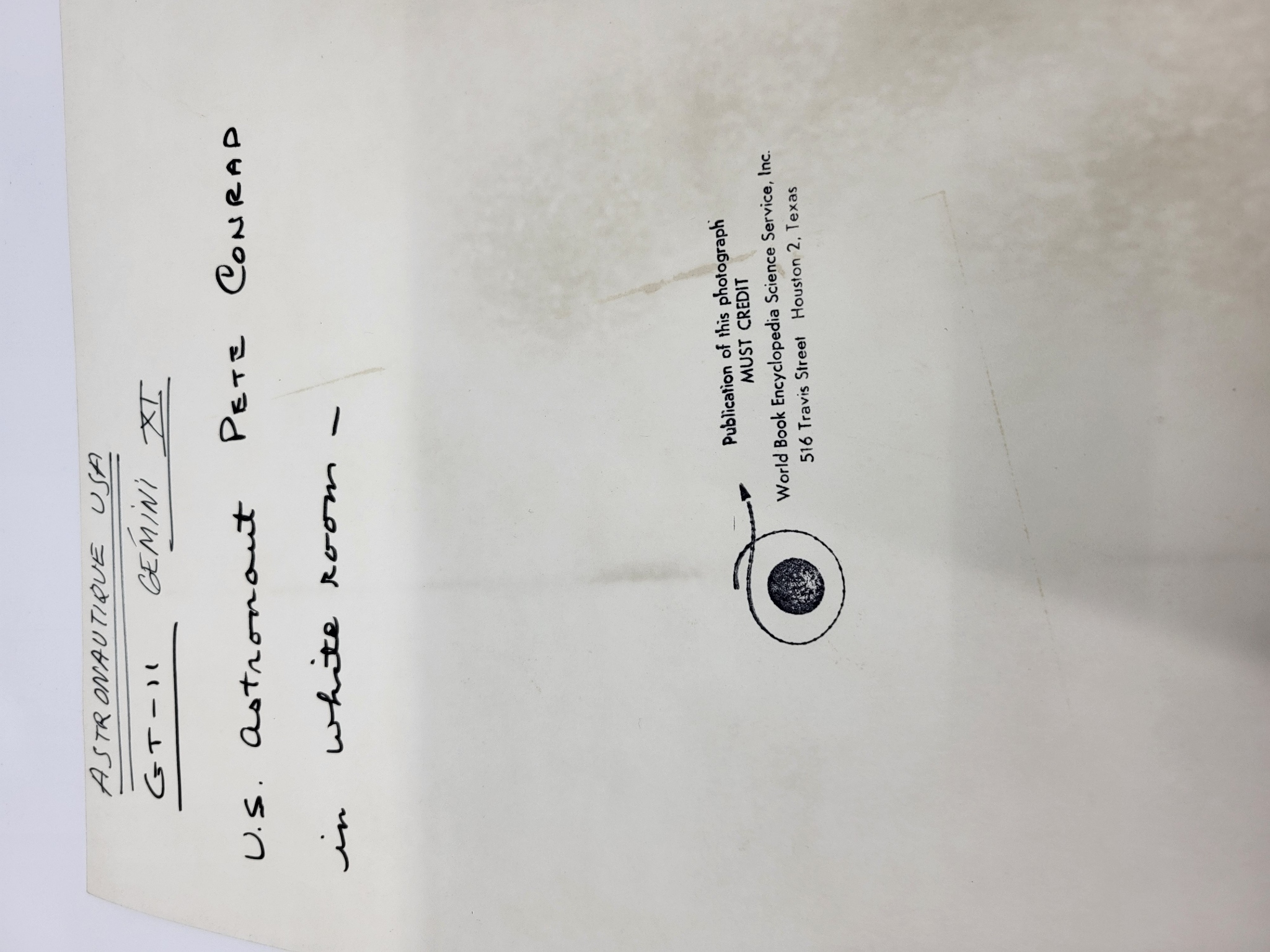 Photographie Mission Gemini XI de la NASA Charles Pete Conrad USA1966