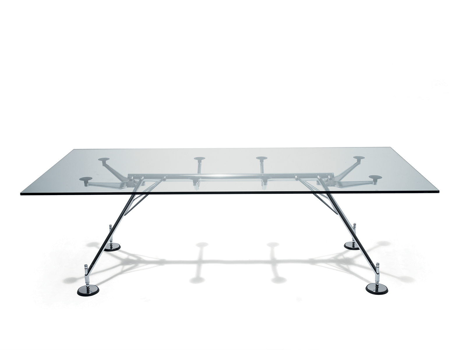 Table Nomos de Sir Norman Foster par Tecno plateau verre Italie Mid Century