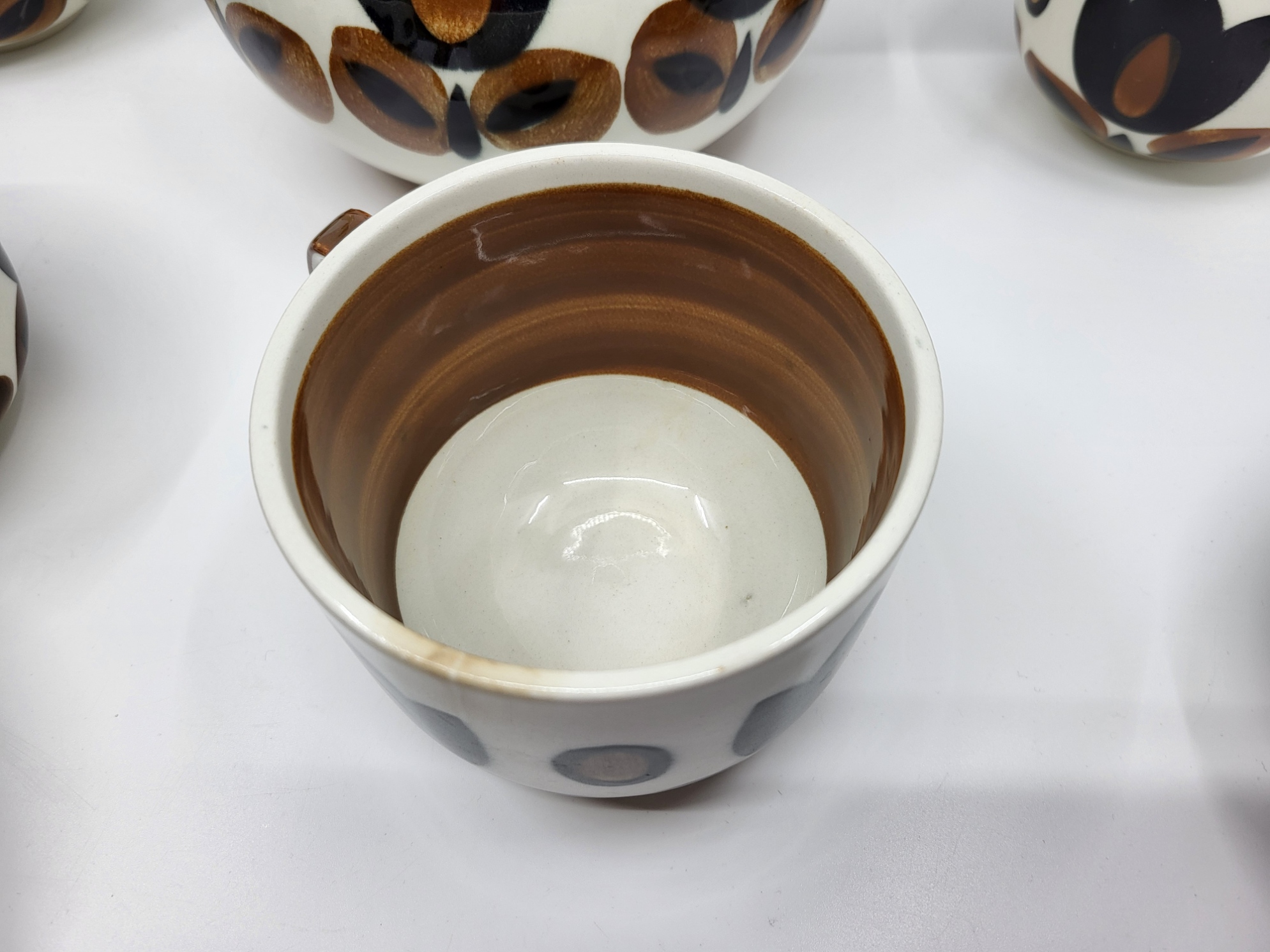 Service à thé Boch la Louvière série Kimono en faïence Belgique 1960/70 (Lot de 9)