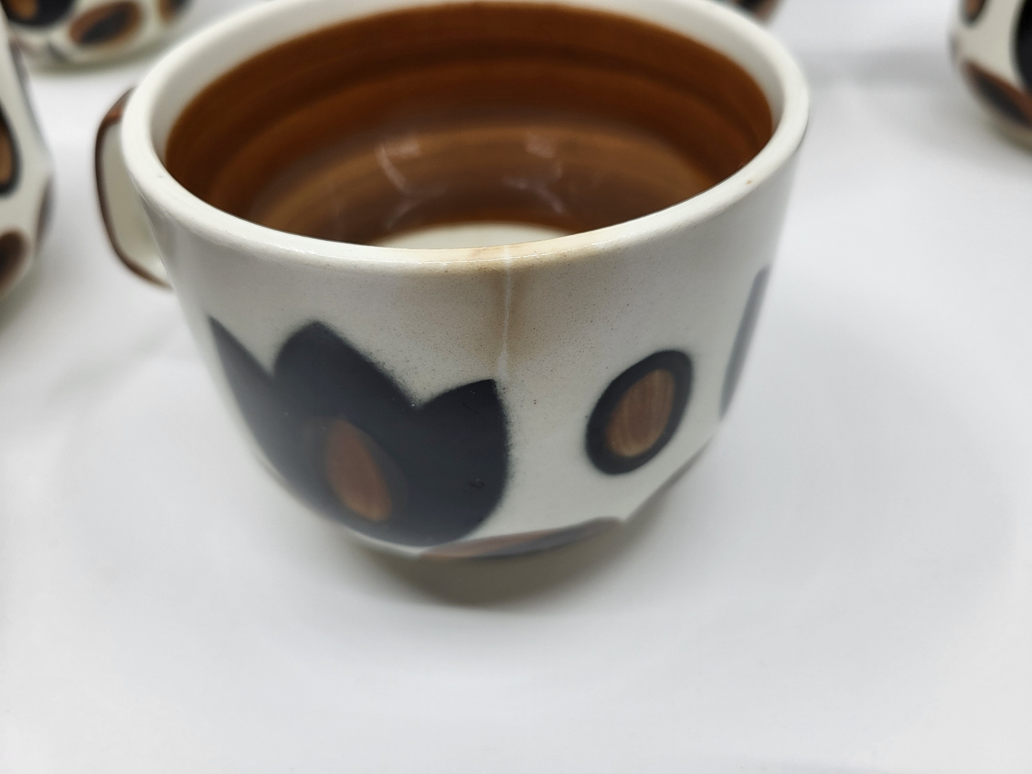 Service à thé Boch la Louvière série Kimono en faïence Belgique 1960/70 (Lot de 9)