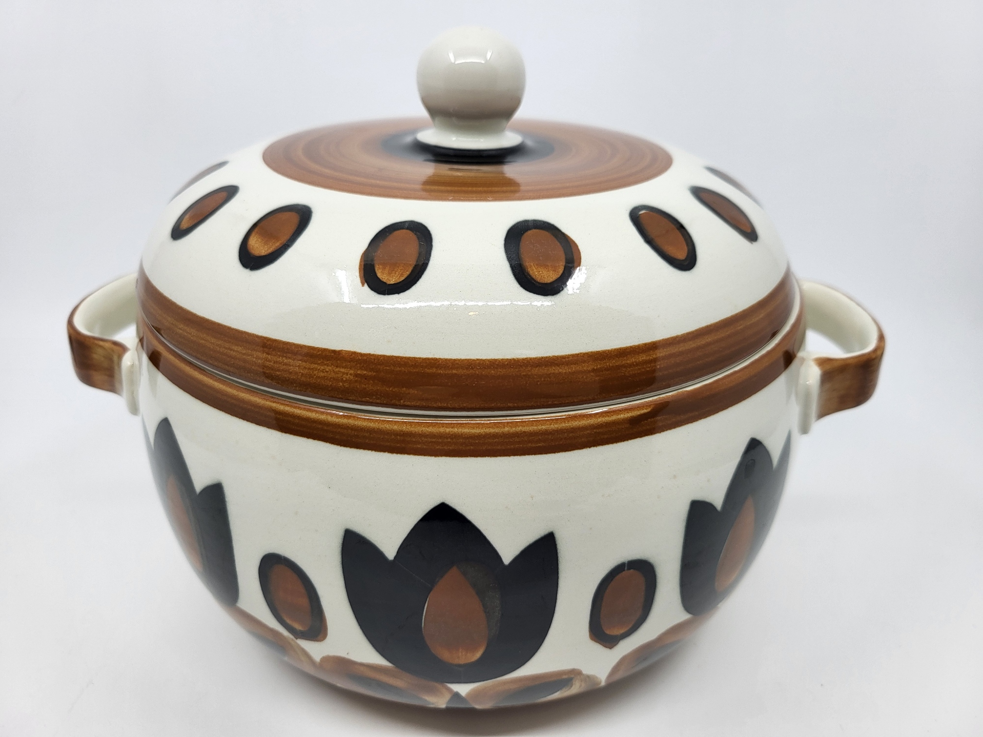 Soupière Boch la Louvière série Kimono en faïence Belgique 1960/70