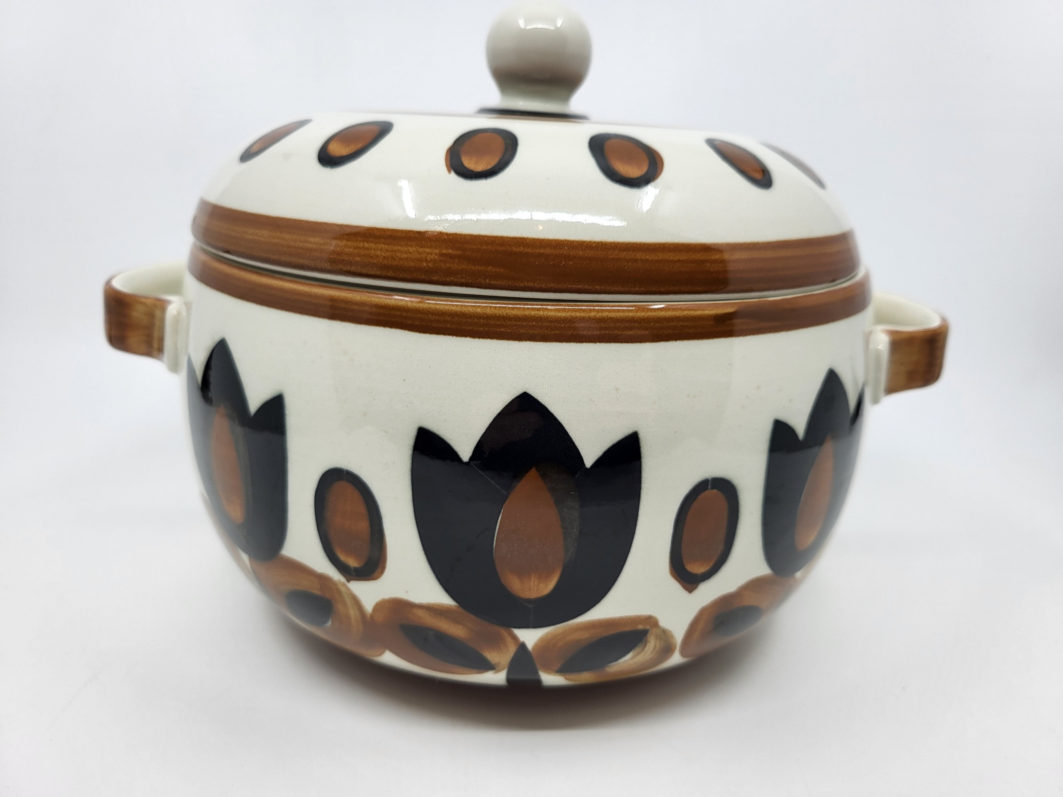 Soupière Boch la Louvière série Kimono en faïence Belgique 1960/70 