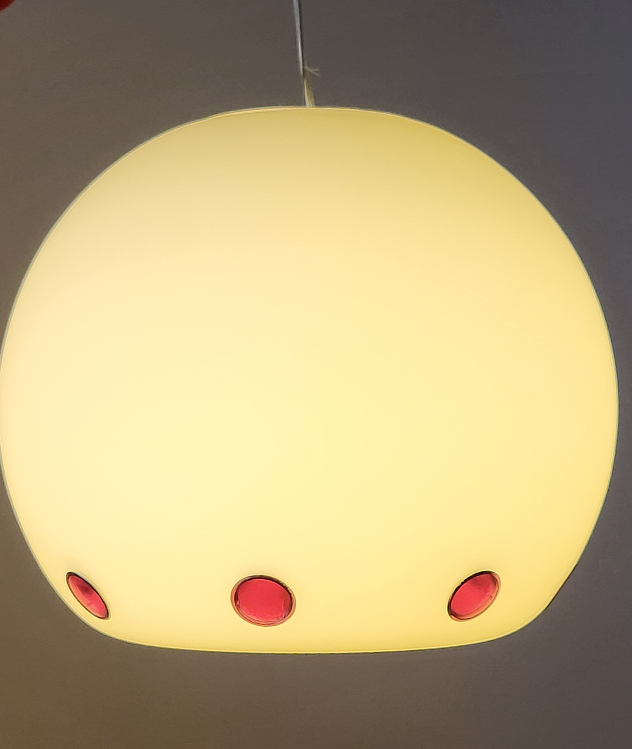 Lustre Rodolfo Dordoni pour Arteluce modèle "Hallowen" Blanc et Rouge Italie 1980