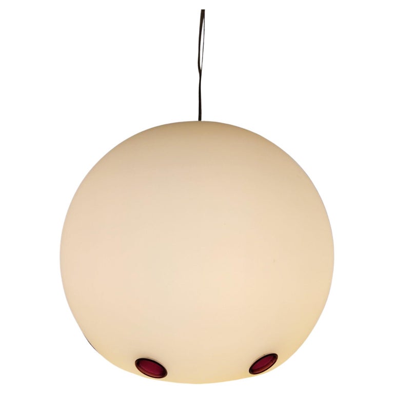 Lustre Rodolfo Dordoni pour Arteluce modèle "Hallowen" Blanc et Rouge Italie 1980