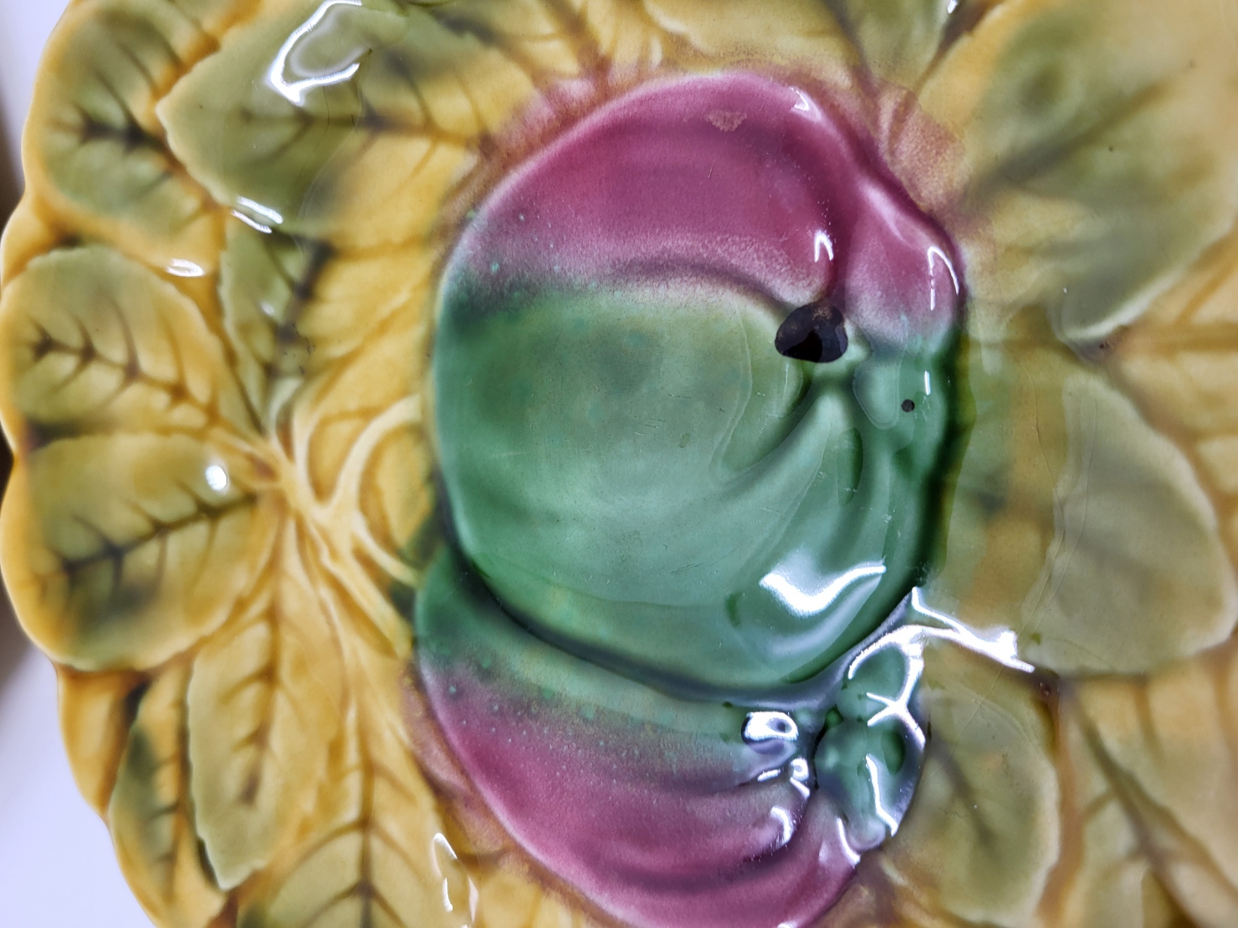 Assiettes Sarreguemines en faïence barbotine France Vintage (lot de 11) 