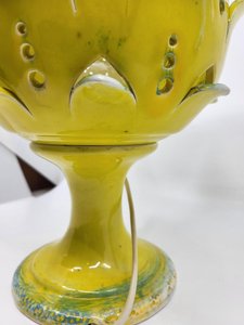 Lampe à poser "Artichaut" en céramique Jaune France