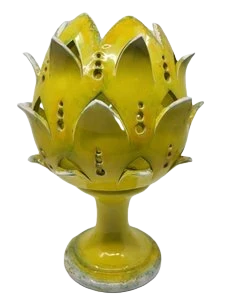 Lampe à poser "Artichaut" en céramique Jaune France