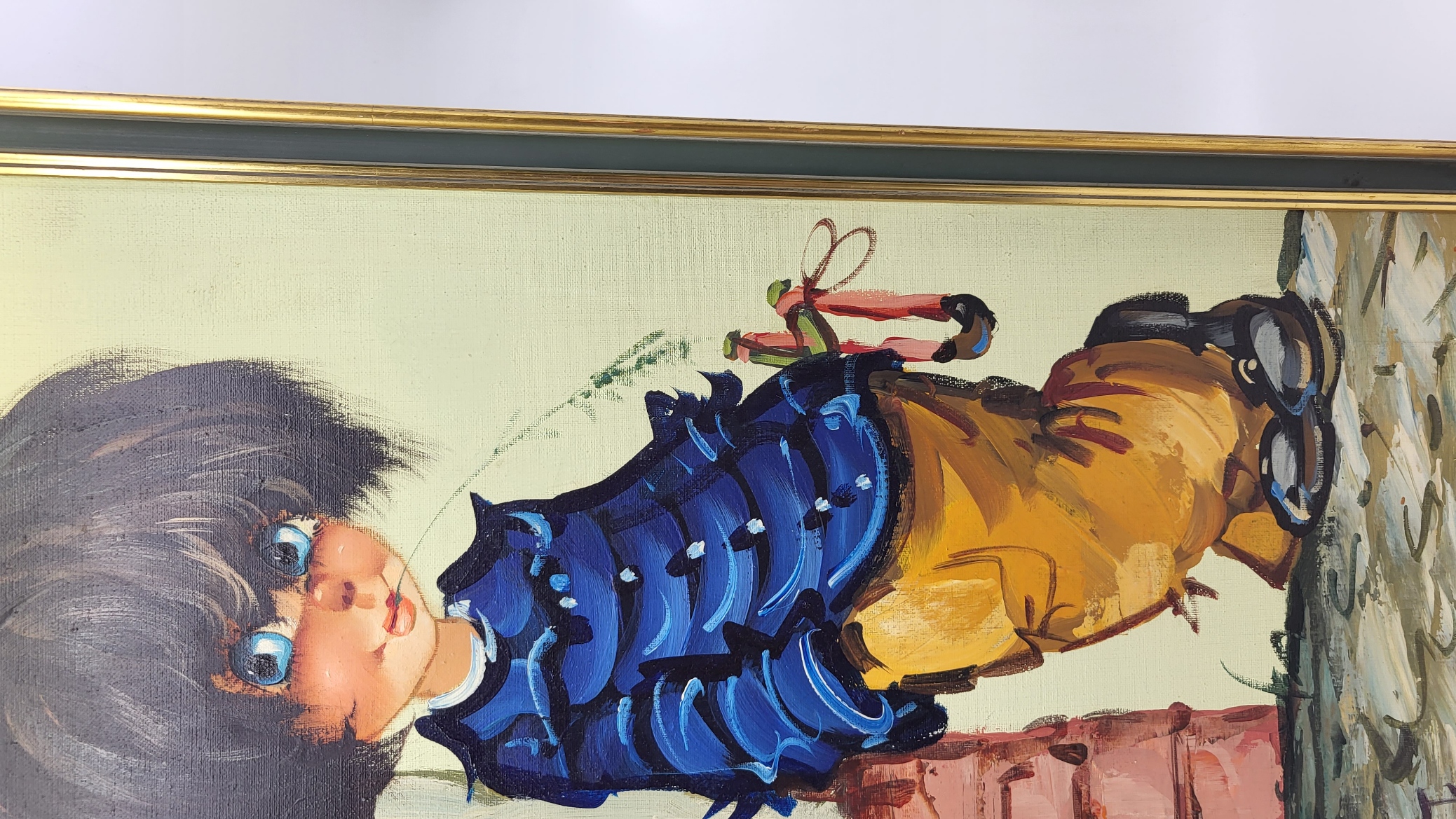 Peinture à l'huile de Michel Thomas Gamins de Paris ou "Poulbots France 1970