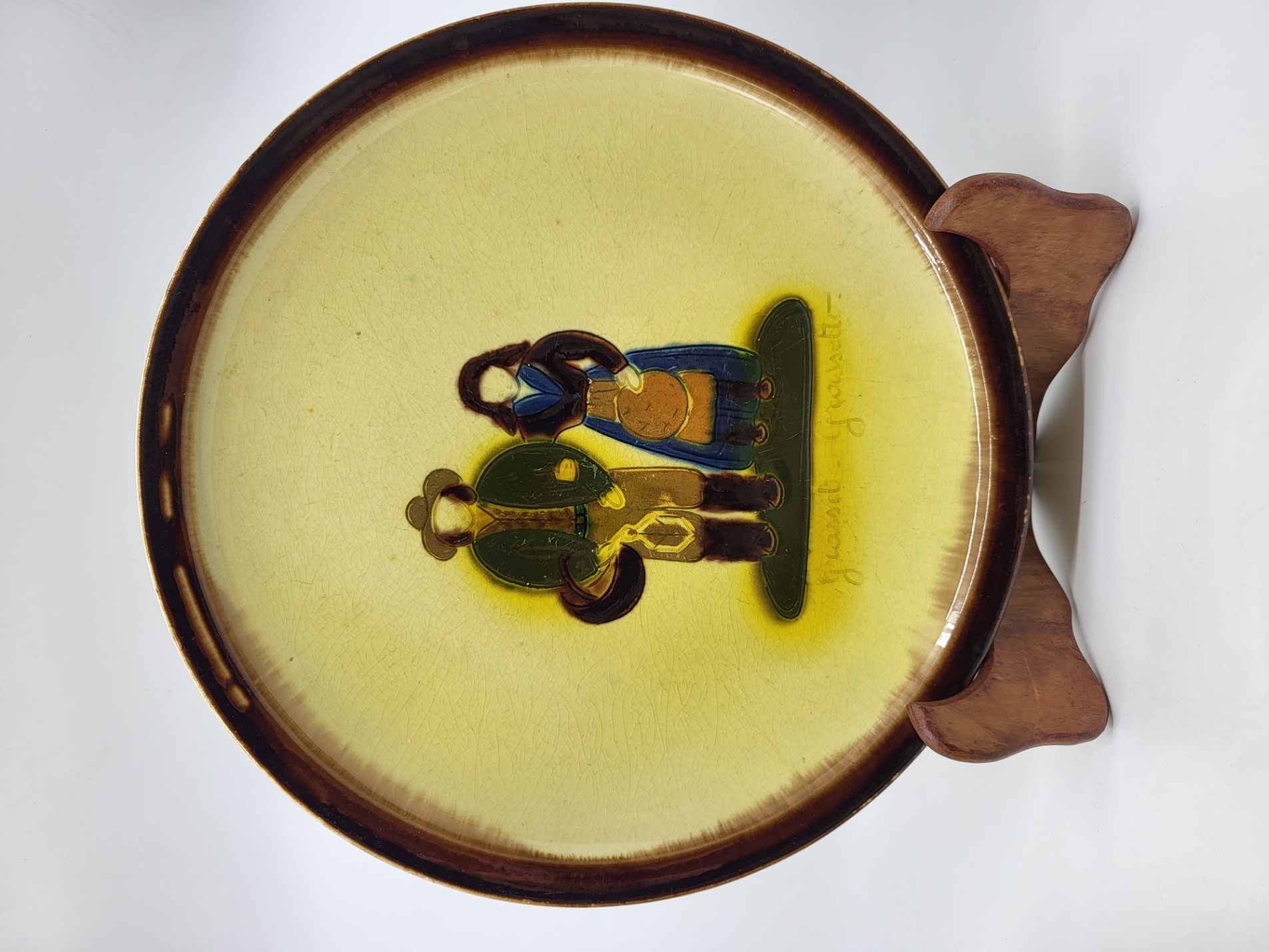 Service à dessert Atelier Cerenne Vallauris "Santons Provençaux" France French Riviera 1950 (13 pièces)